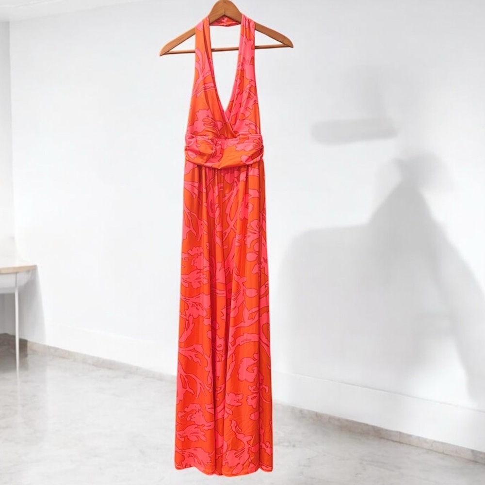 Julie Brown halter open‎ back jumpsuit size large NWOT